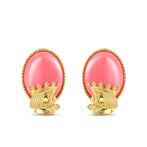 Jeulia "Secret Kingdom" Oval Cut Artificial Red Coral Sterling Silver Stud Earrings