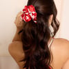 Satin Scrunchie Red Stripe - Red