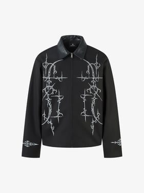 Street Gothic PU Leather Collar With Thorn Print Jacket - Black / XL