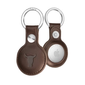Leather AirTag Keychain - Dark Brown