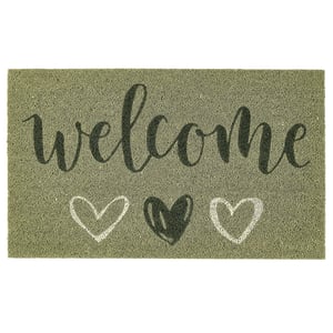 Welcome Sage Coir Doormat - 45x75cm
