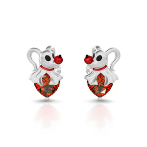 Jeulia Hug Me "Ghost Dog" Heart Cut Sterling Silver Earrings