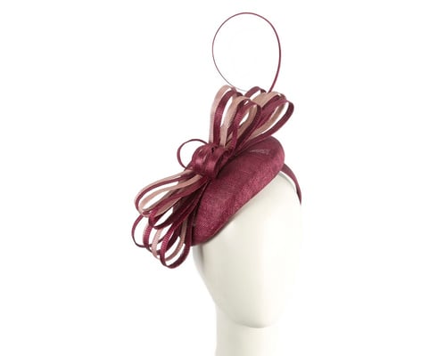 Wine & Pink sinamay pillbox fascinator by Max Alexander