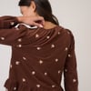 Brown Cord Floral Embroidered Frill Blouse