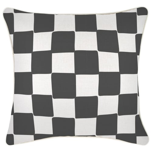 Cushion Cover-With Piping-Check Charcoal-45cm x 45cm