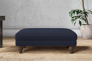 nkuku Marri Dining Footstool | Make To Order | Medium | Brera Linen Indigo