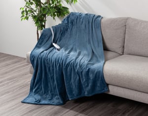 QE Home Heated Throw in Teal Blue