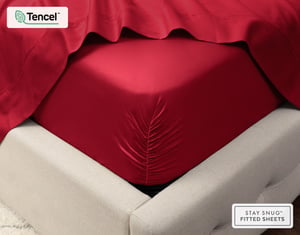 QE Home 500TC Eucalyptus Luxe TENCEL™ Lyocell Sheet Set Fitted Sheet in Rhumba Red, King