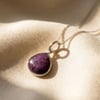 Ruby July Birthstone Sterling Silver Necklace