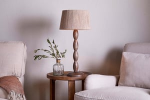 nkuku Konali Mango Wood Table Lamp | Lamps | One Size | Ash Stain