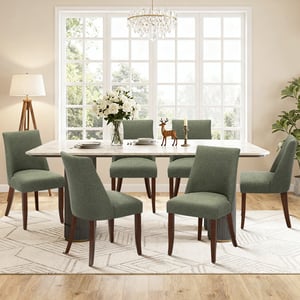 COLAMY KAVA Modern Casual Dining Chair - Green / Set of 6