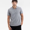 Grey Pique Polo with Sandstorm Accents