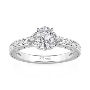 Jeulia Celtic Knot Floral Engagement Ring Sterling Silver