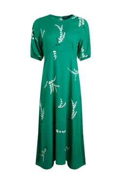 Weird Fish Everly Printed Viscose Dress Evergreen Size 8