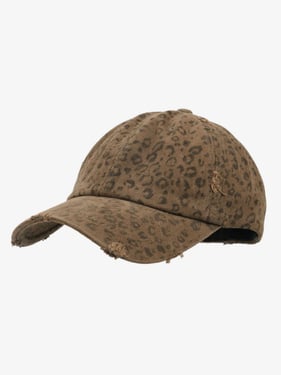 Vintage Leopard Print Distressed Baseball Cap - Dark Brown / ONE SIZE