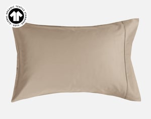 QE Home 300TC Organic Cotton Pillowcases in Ranchwood (Set of 2), GOTS Certified, Beige, King