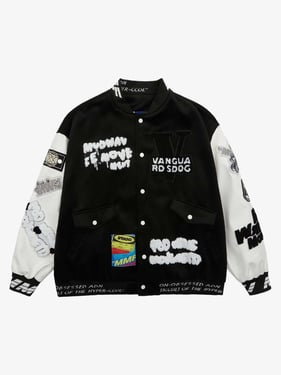 Thesupermade Pink Terry Patch Embroidered Hip Hop Baseball Jersey - 1965 - Black / XL