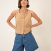 Orange Gingham Button Front Top