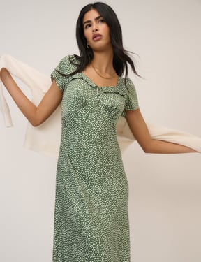 Green Spotty Tia Midi Dress