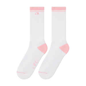Stripe Cushioned Crew Socks - M-L / White/Pink