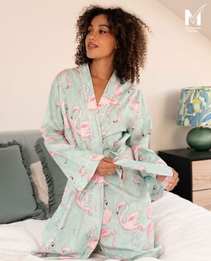 Francesca Womens Flamingo Print Short Dressing Gown - 28