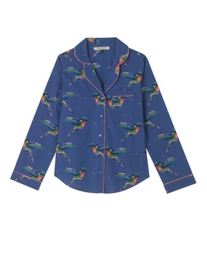 Womens Stand Alone Cotton Pyjama Top Navy Hummingbird - 3XL / 22-24 / Navy