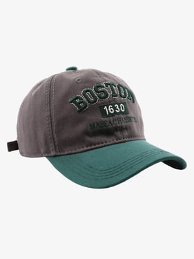 Thesupermade Retro Colorblocked Monogrammed Embroidered Cap - Dark Turquoise / One Size