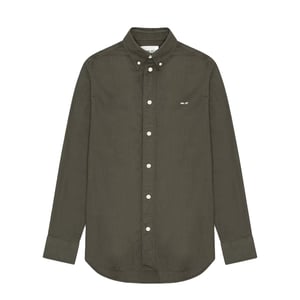 NN07 Colby BD Logo Regular Fit Oxford Shirt Dark Army