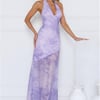 Sprinkle Pop Halter Mesh Maxi Dress Purple