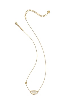 Margot Vintage Gold Short Pendant Necklace Iridescent Abalone