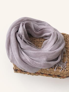 100% Linen Lightweight Solid Color Scarf BIANCA - Lilac / One-Size
