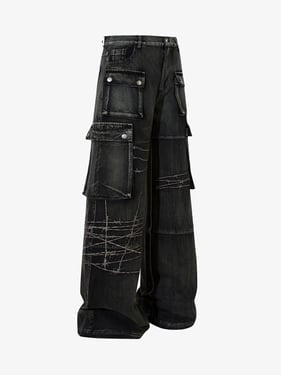 Thesupermade High Street Embroidery Hip-Hop Jeans - 2122 - Black / 2XL