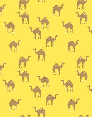 Oasis Camels' Wallpaper by Tea Collection - Daffodil - Traditional / 27 in. x 27 ft.