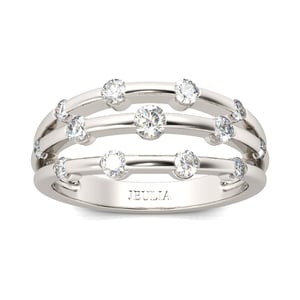 Jeulia Split Shank Round Cut Sterling Silver Women's Band