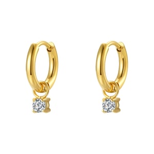 Rainbow Gemstone Hoop Earrings Stainless Steel