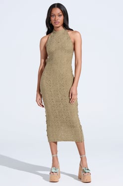 AKIRA On The Move Bodycon Midi Dress In Olive | Size 2X