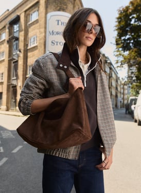 Lynette Suede Tote Bag  - One Size / Dark Chocolate