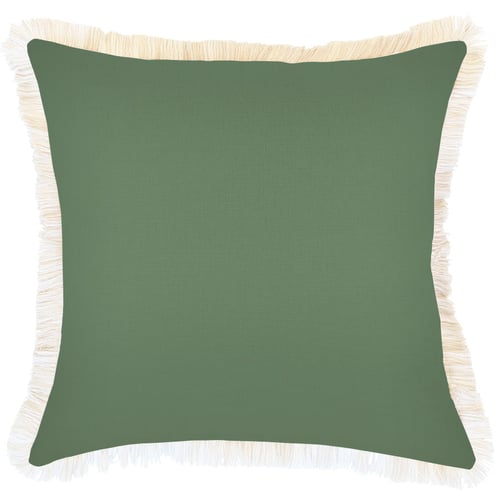 Cushion Cover-Coastal Fringe-Solid Dusty Green-45cm x 45cm