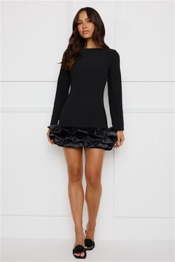 Belong With You Long Sleeve Playsuit Black