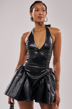 AKIRA All For Love PU Mini Dress | Black | Size 2X