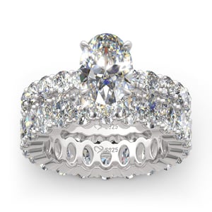 Jeulia Oval Cut Eternity Sterling Silver Ring Set