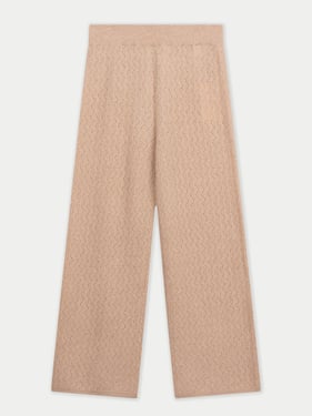 Organic Color Wide-Leg Ajour Knit Cashmere Pants - M / Beige / WK1036-0002/0000