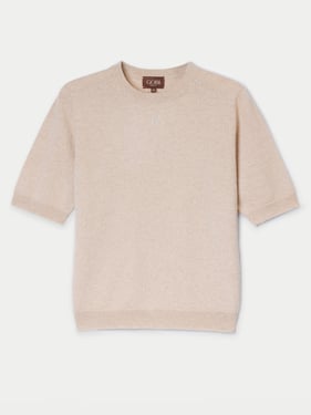 Organic Color Women's Elbow-Length Sleeve Cashmere Sweater - Crew Neck - 2XL / Beige / WK1021-0002/0000