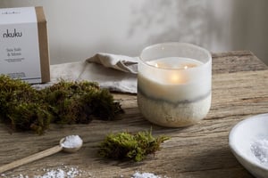 nkuku Sea Salt & Moss 3 Wick Scented Candle | Candles & Home Fragrance | Aged Smoke