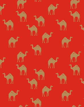 Oasis Camels' Wallpaper by Tea Collection - Red - Traditional / 27 in. x 27 ft.
