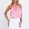 Floral Pop Halter Top Pink