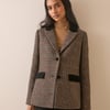 Brown Heritage Check Single Breasted Blazer