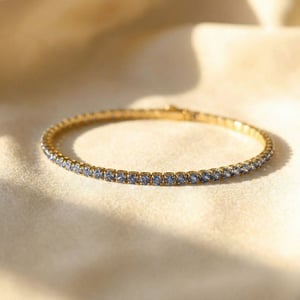 Aquamarine March Birthstone Gold Plated Dainty Tennis Bracelet