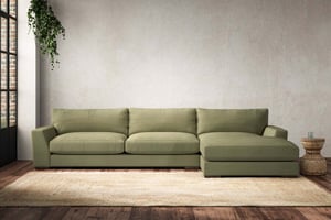 nkuku Guddu Right Hand Chaise Sofa | Make To Order | Grand | Brera Linen Sage