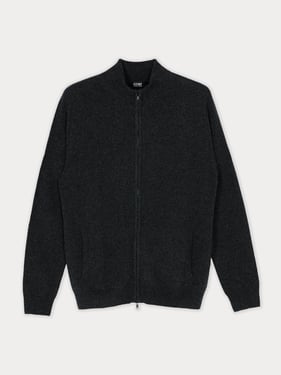 Essential Cashmere Full-Zip Cardigan - 2XL / charcoal / WK69-75